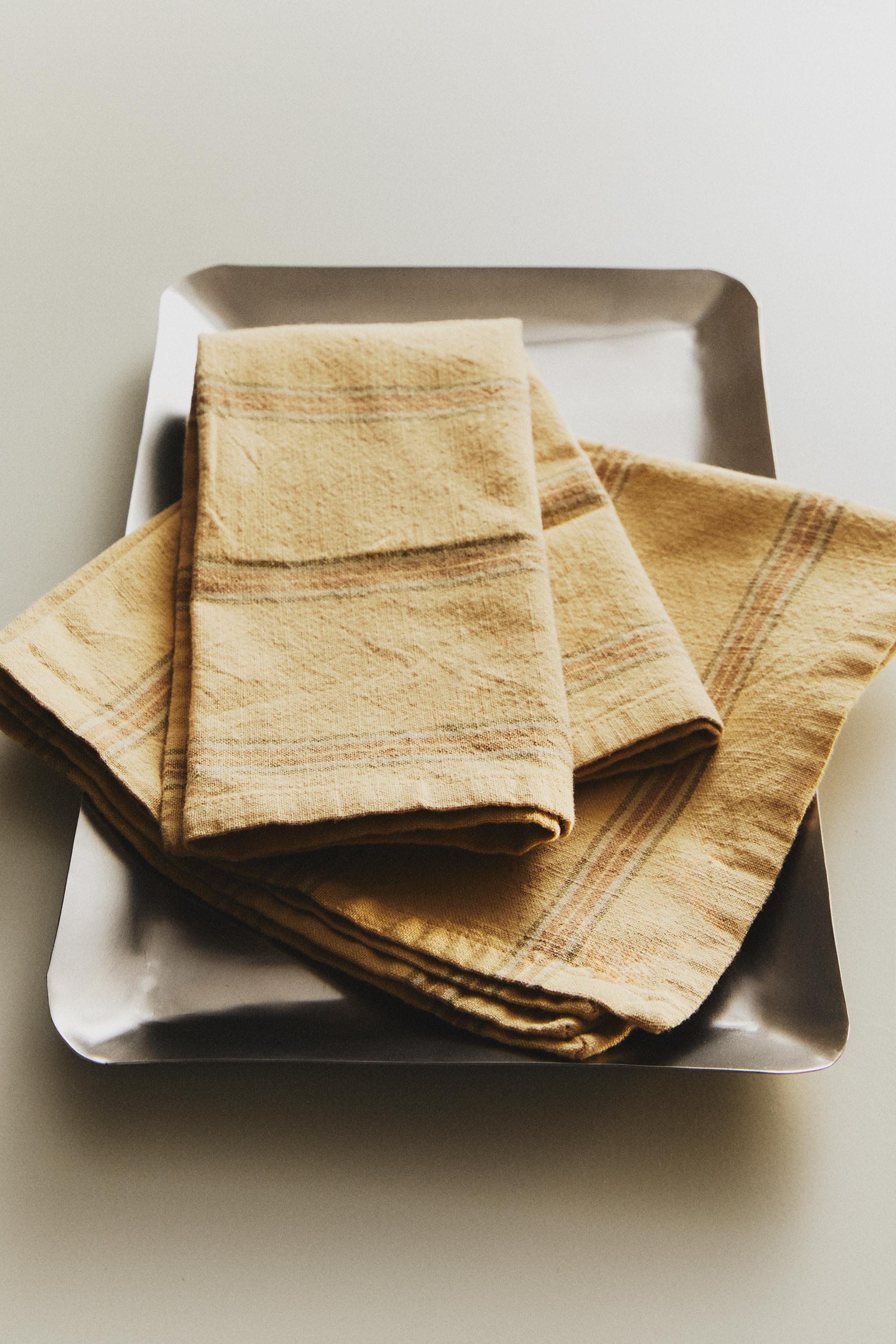 LOT SERVIETTES DE TABLE RAYURES FIL TEINTÉ (LOT DE 2)